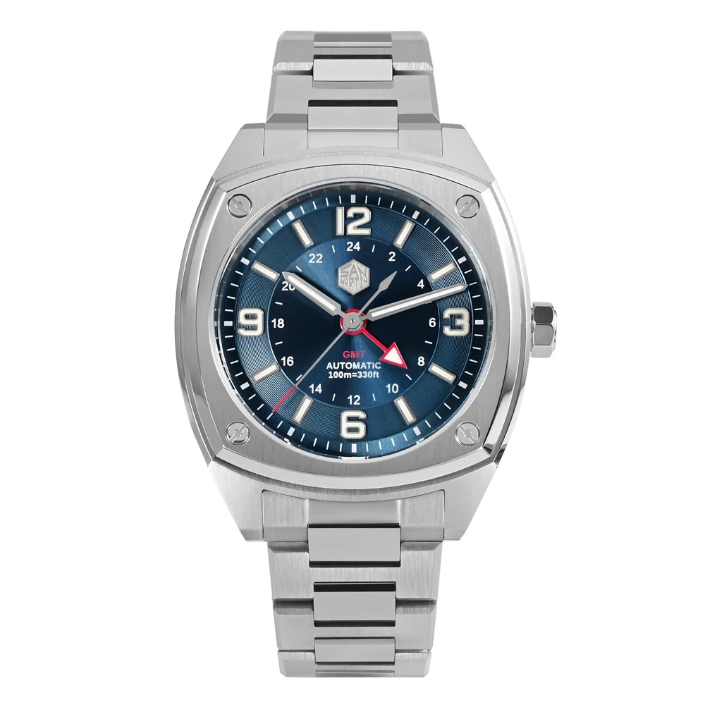 San Martin Men Watch Original Design Square GMT 39.5mm Luxury Automatic Mechanical Watches Sapphire Waterproof Wristwatch SN0026