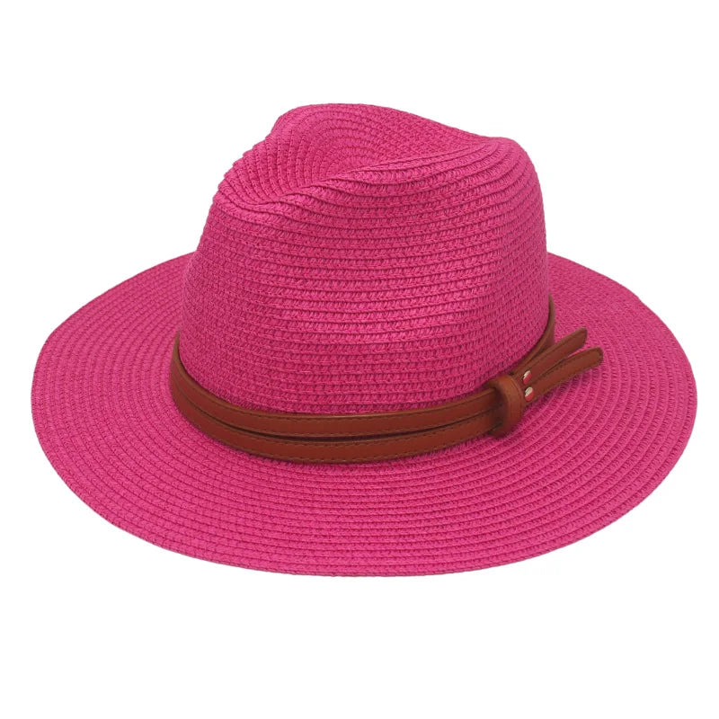 Straw Panama Sun Hat Grass-Knitted Breathable — Natural | KIMLUD