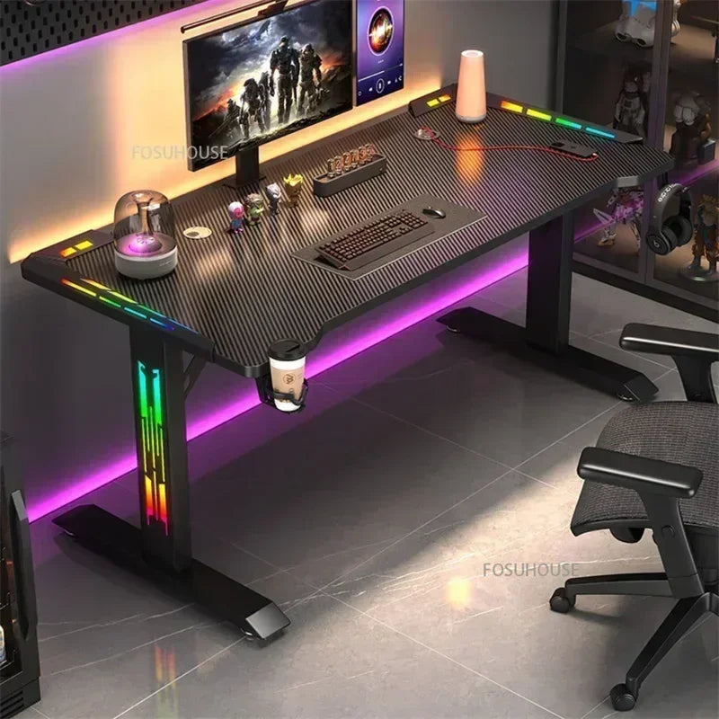 Modern E-sports Table Home Study Room Office Computer Table Office Furniture Internet Cafe Gaming Desk With RGB Atmosphere Light