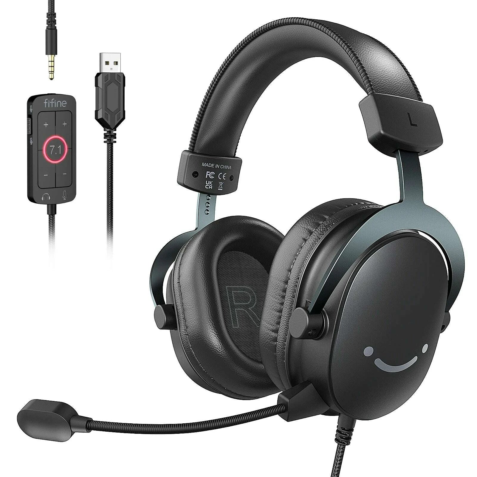 KIMLUD, FIFINE Headset,3.5 mm jack&USB Headphone with 7.1 Surround Sound/volum contral/Mute switch for PC/MAC/PS4/PS5 Mixer-H9, KIMLUD Womens Clothes