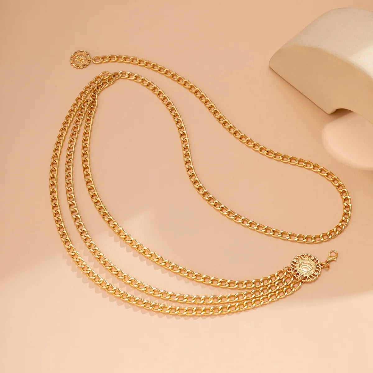 Metal Punk Hip Hop Waist Chain Multilayer With Long Tassel Coin Pendant — Silver | KIMLUD