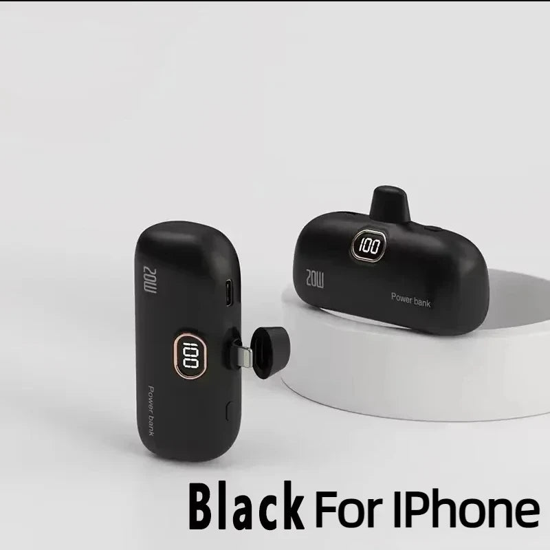 Mini Power Bank 2000/5000mAh Built Cable Portable Mobile Charger Fast Charger Spare Battery Capsule Power bank For iPhone Type-C