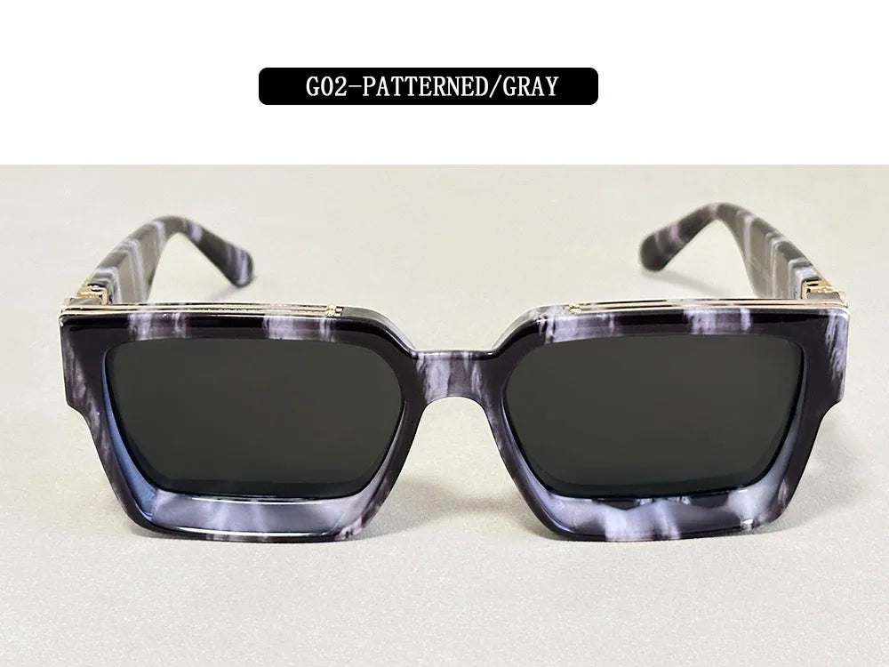 Resin Square Sunglasses Vintage Millionaire Style — Silver | KIMLUD