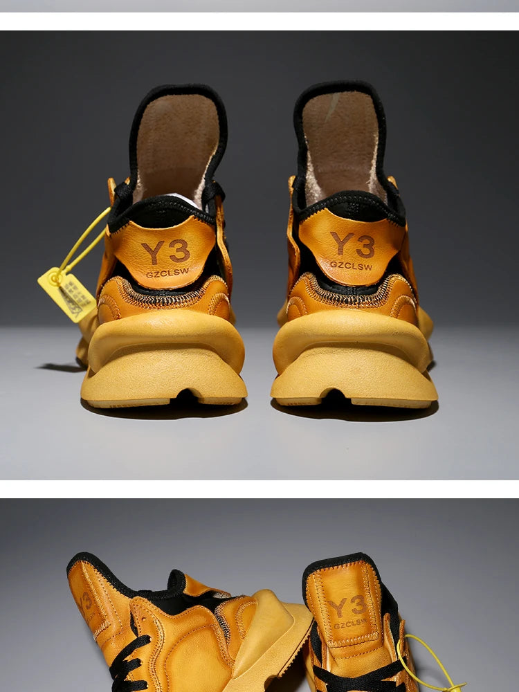 Calf Leather Casual Sneakers Round-Toe — Honey Tan | KIMLUD