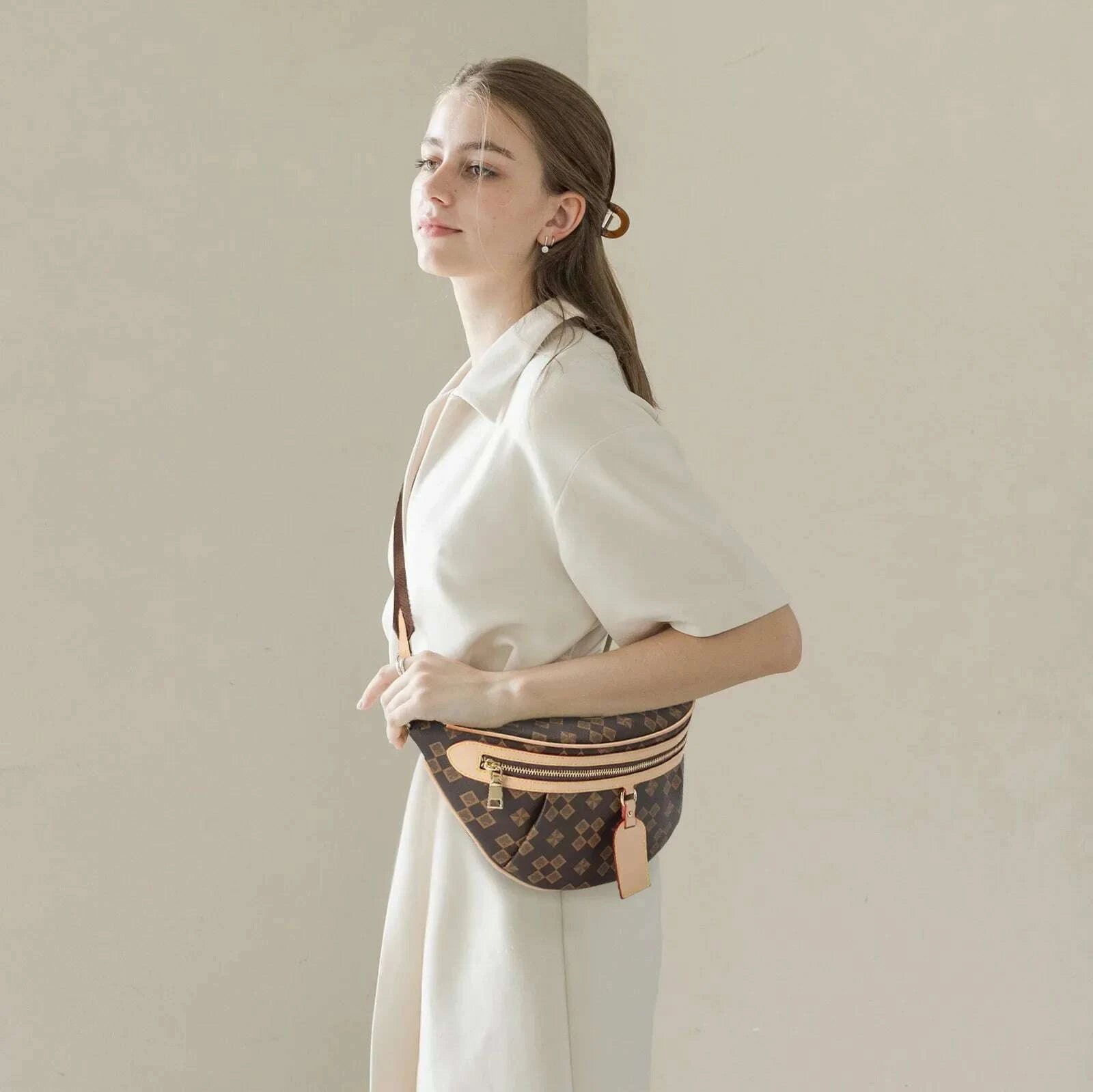 KIMLUD, Vintage Four-Leaf Clover Windmill Diamond Pattern Women's Crossbody Chest Bag Outdoor Sports Travel Cycling Sling Bag, KIMLUD Womens Clothes