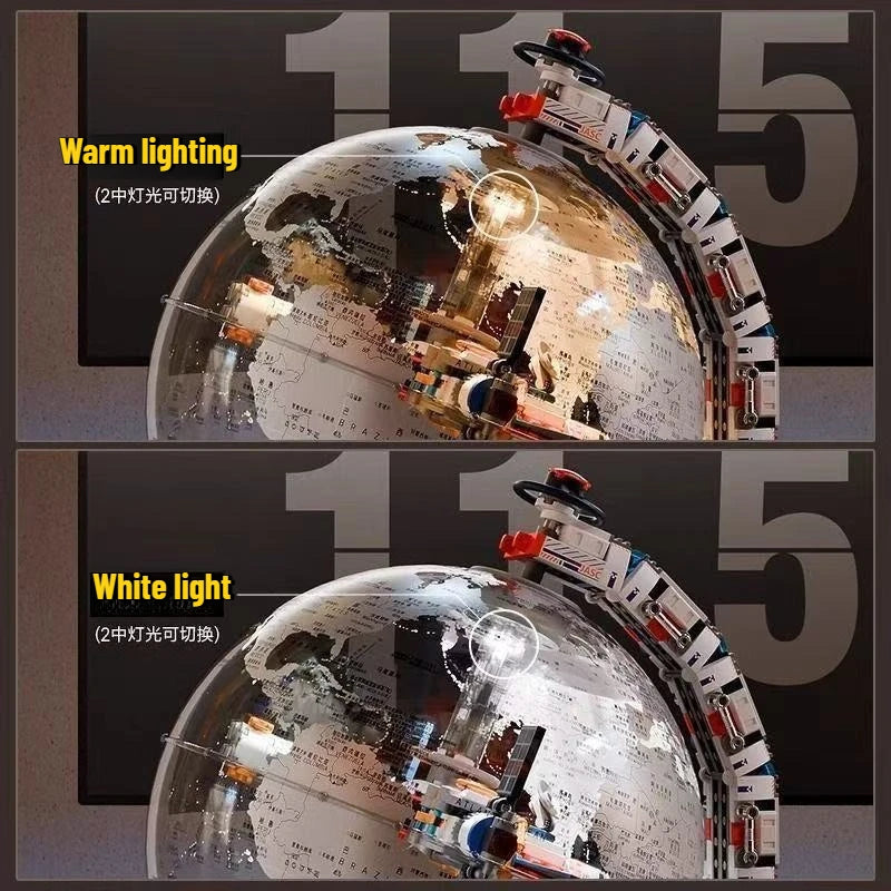 New Creative Technology Space Station Transparent Globe Building Blocks High Tech Construction Bricks Set Toy Gifts For Children