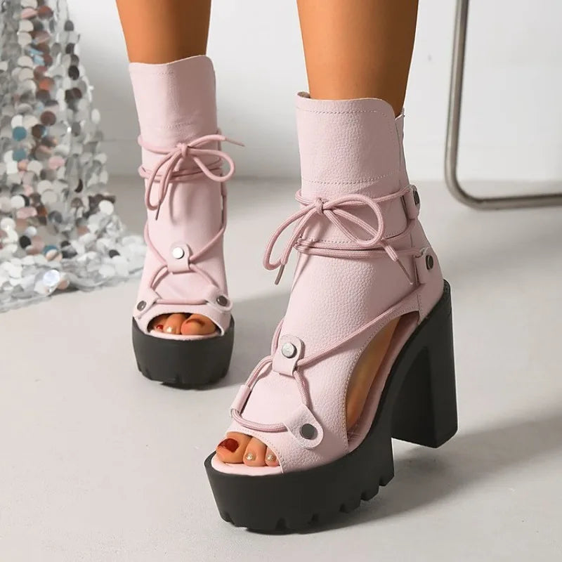 Platform Ankle Boots – Open Toe – Platform Silhouette | KIMLUD