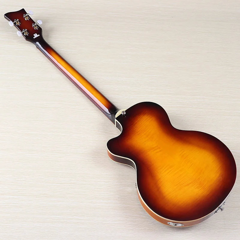 Flame Maple Violin Bass Guitar 41-Inch — Sunburst | KIMLUD