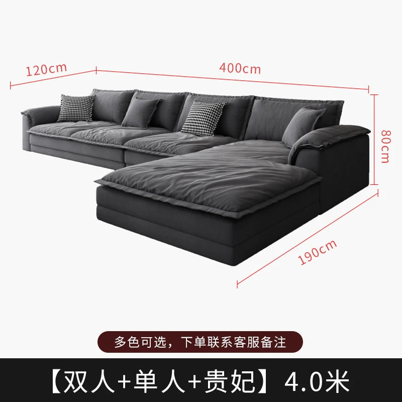 Nordic Minimalist L-Shaped Sectional Sofa Cloud Cushions — Charcoal Gray | KIMLUD