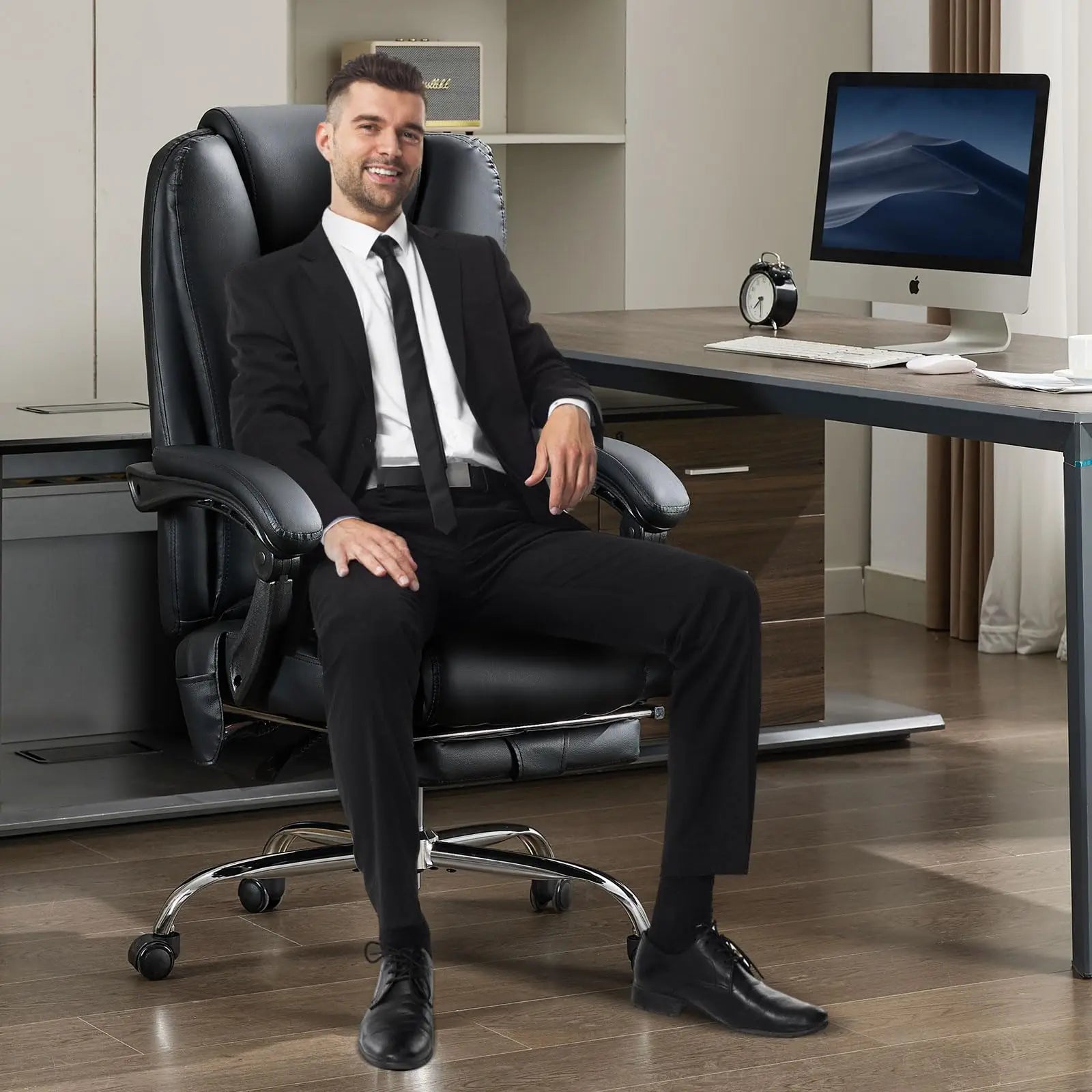 KIMLUD, Massage Chair Office Electric Leather Executive Chair Adjustable Height Reclining Nap Chair 3 Intensity Levels Latex Cushion, KIMLUD Womens Clothes