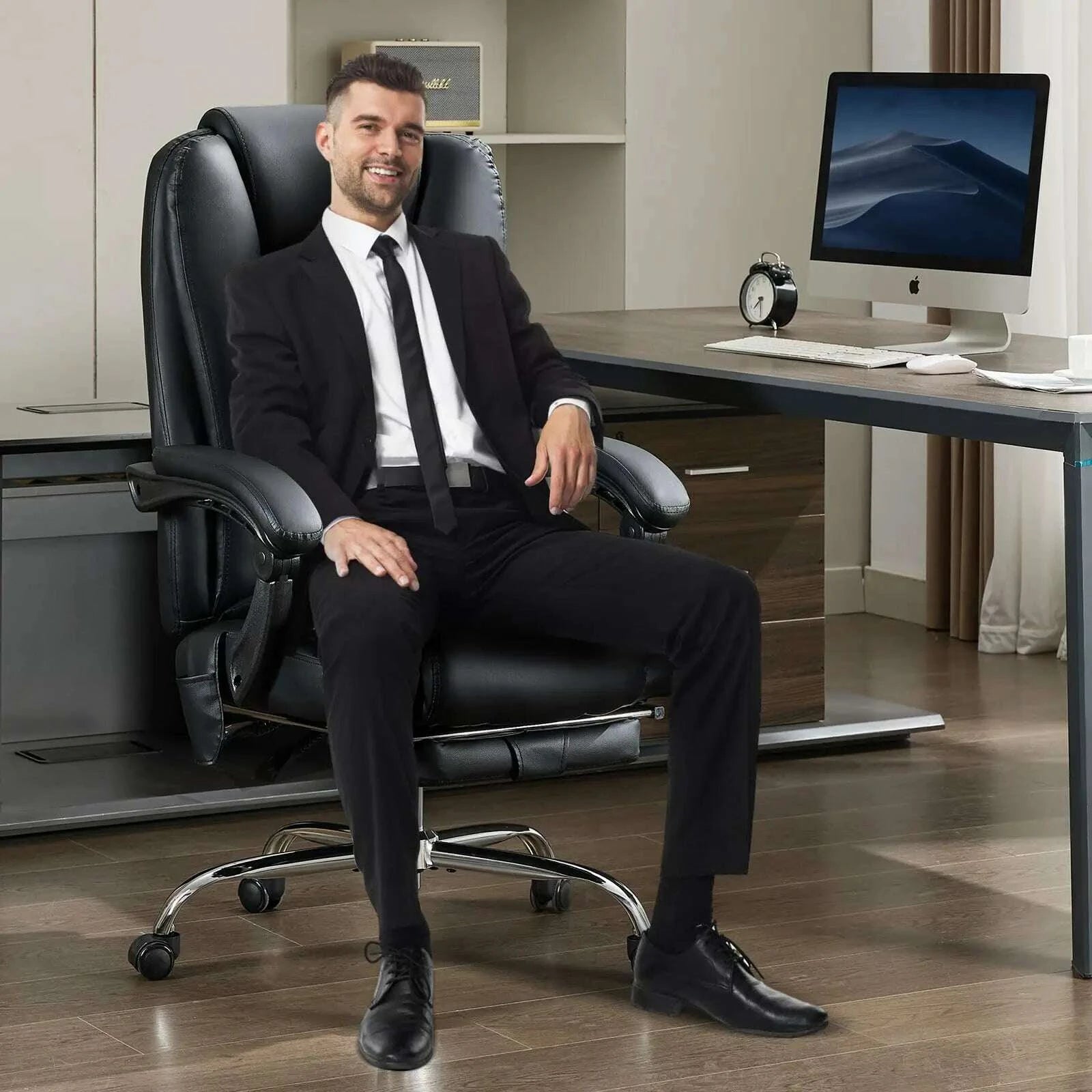 KIMLUD, Massage Chair Office Electric Leather Executive Chair Adjustable Height Reclining Nap Chair 3 Intensity Levels Latex Cushion, KIMLUD Womens Clothes