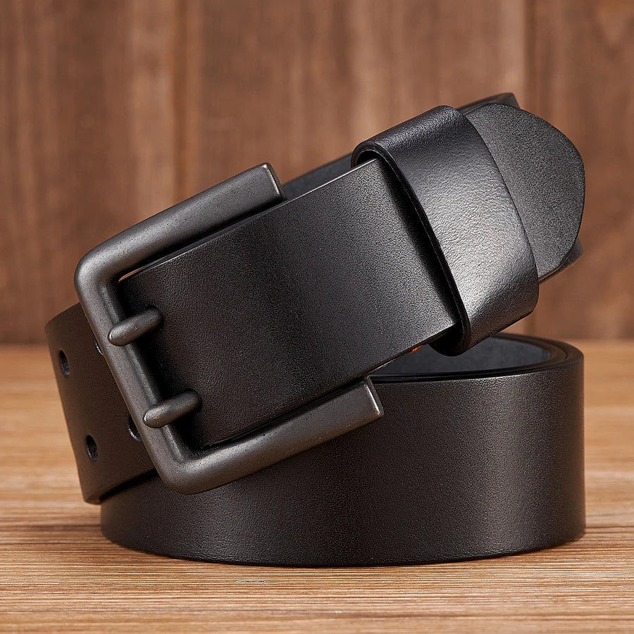 4.3cm Thick High Quality Cowskin Genuine Leather Belt For Men Luxury Designer Male Belt Double Pin Buckle Cowboy Jeans Strap