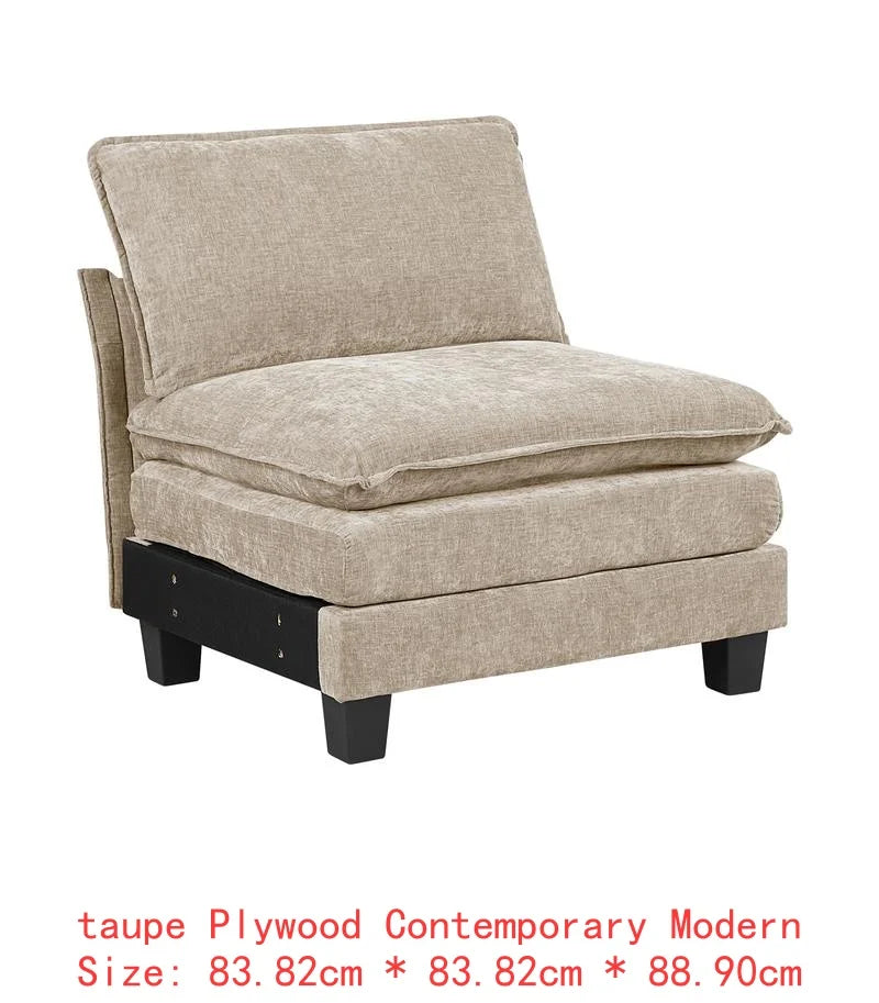 Chenille Sectional Sofa Set 6-Piece Modular Luxe Soft — Light Dove-Gray | KIMLUD