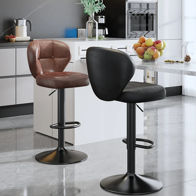 Leather Luxury Designer Bar Stools Minimalist Nordic Counter Gaming Bar Chairs With Back Comfortable Cadeira Trendy Furniture