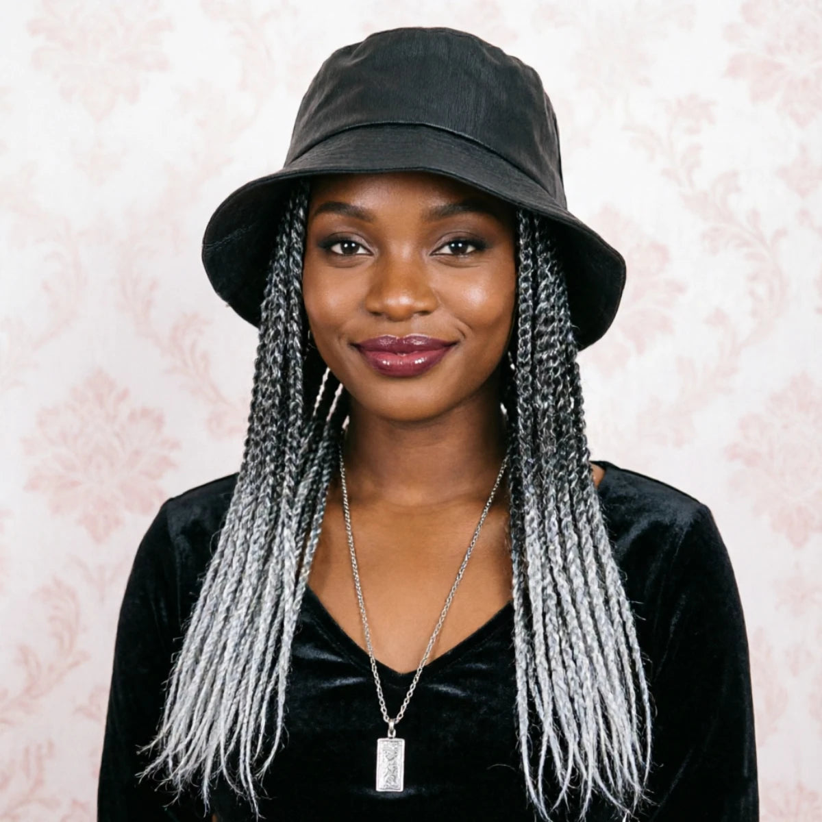 Silver Grey Snake Print Goddess Locs Cap Wig Pre-looped Faux Locs Baseball Hat Wig Braided For Black Women-Wigera