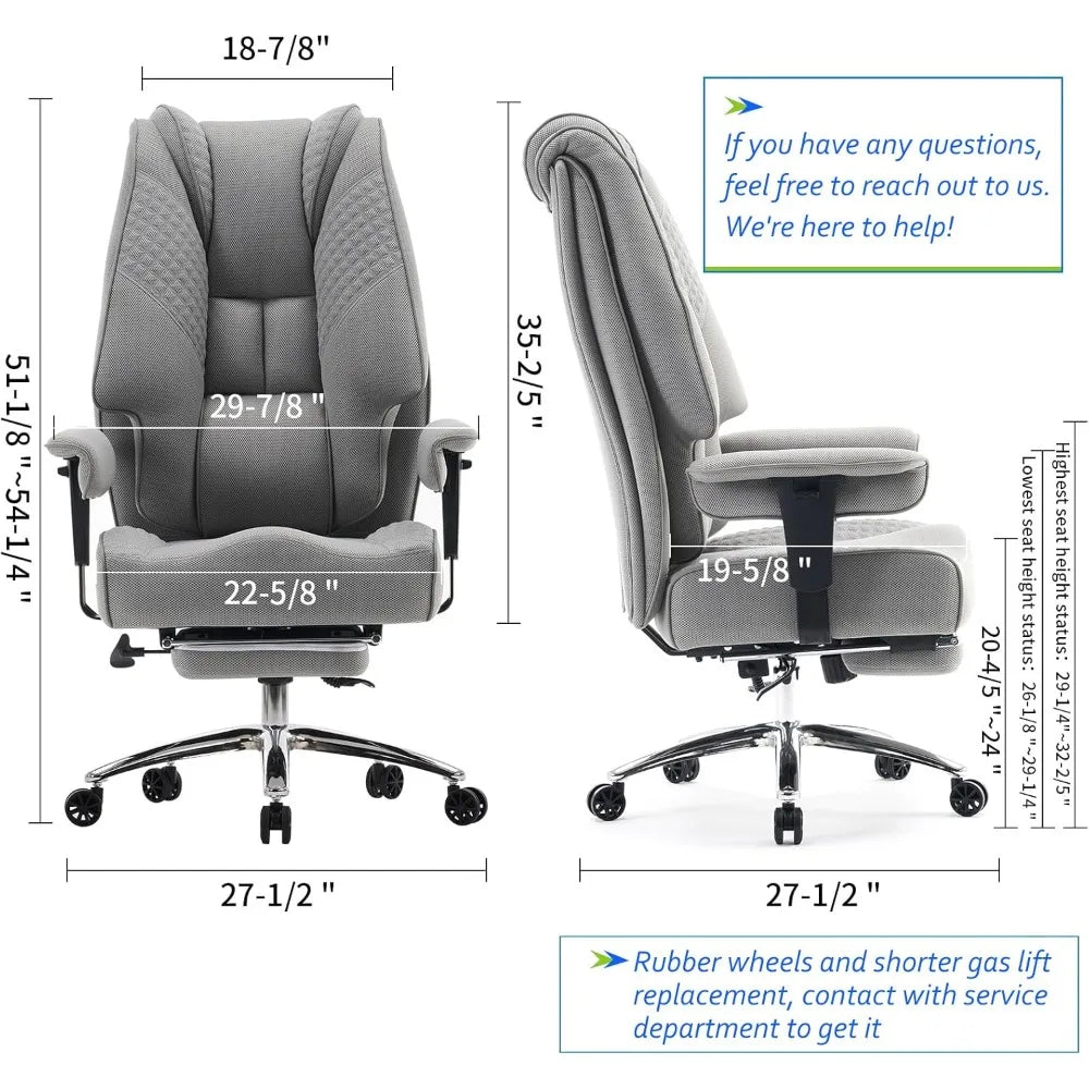 Leather High-Back Office Chair Ergonomic Lumbar Support — Black | KIMLUD