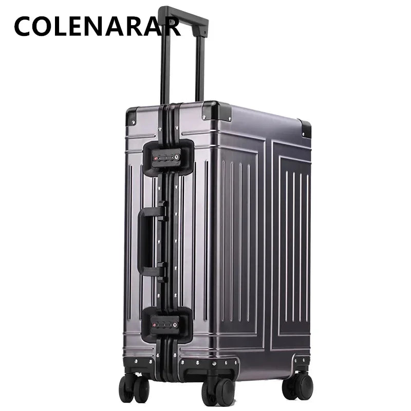 Aluminum Magnesium Alloy Boarding Box Suitcase — Black | KIMLUD