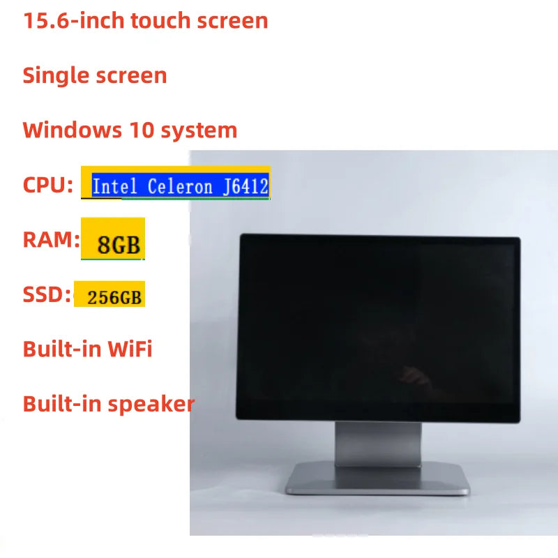 NEW 1366 * 768 Resolution 15.6 Inch Touch Screen Desktop Pos Terminal Cash Register Pos System All in One Windows 10