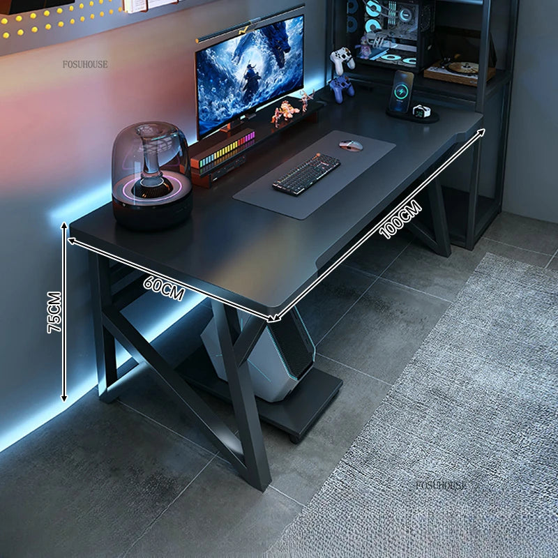 Matte Finish Desk Double Computer — Black | KIMLUD