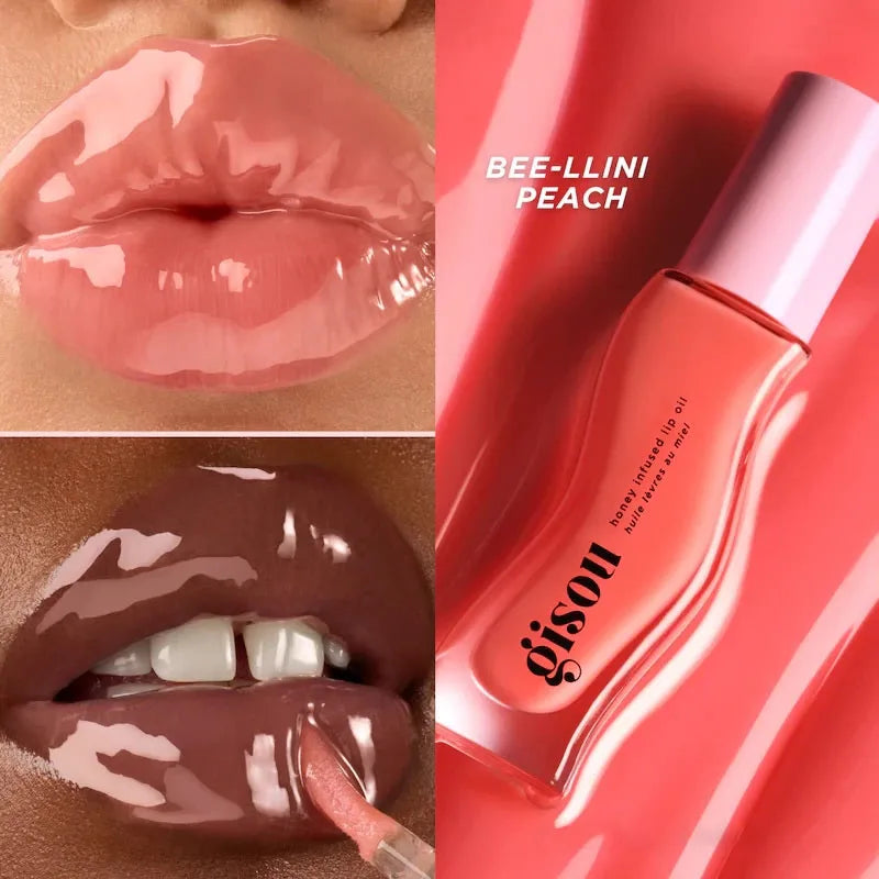 Glazed Lip Balm Lip Oil Gloss Hybrid Nourishing Honey-Infused Shine — Plum | KIMLUD