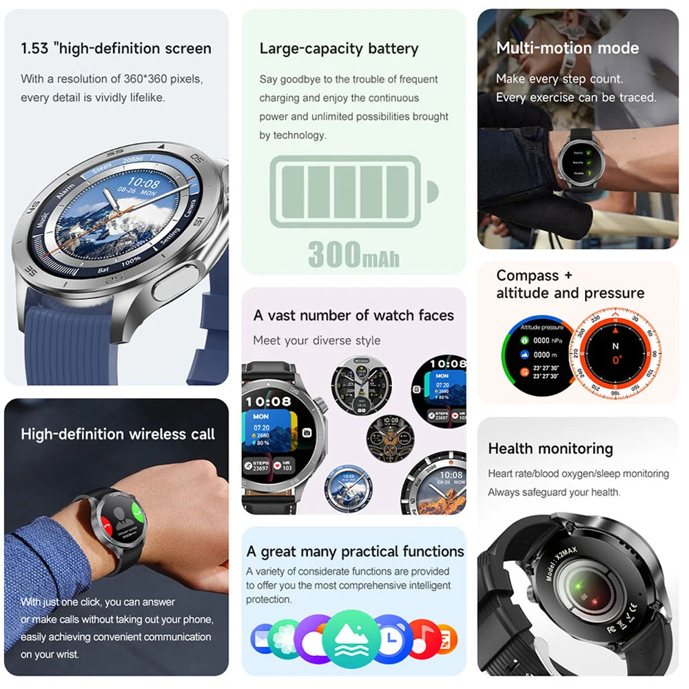OPPO Watch X2 Latest Bluetooth Call Smartwatch Men GPS NFC Health Monitoring IP68 Waterproof Watch AMOLED HD Screen Smart Watch