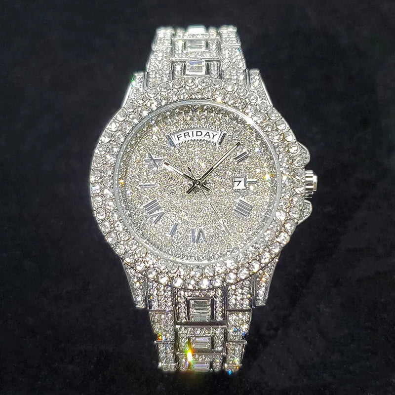 Stainless Steel Diamond Luxury Watch — Gold | KIMLUD