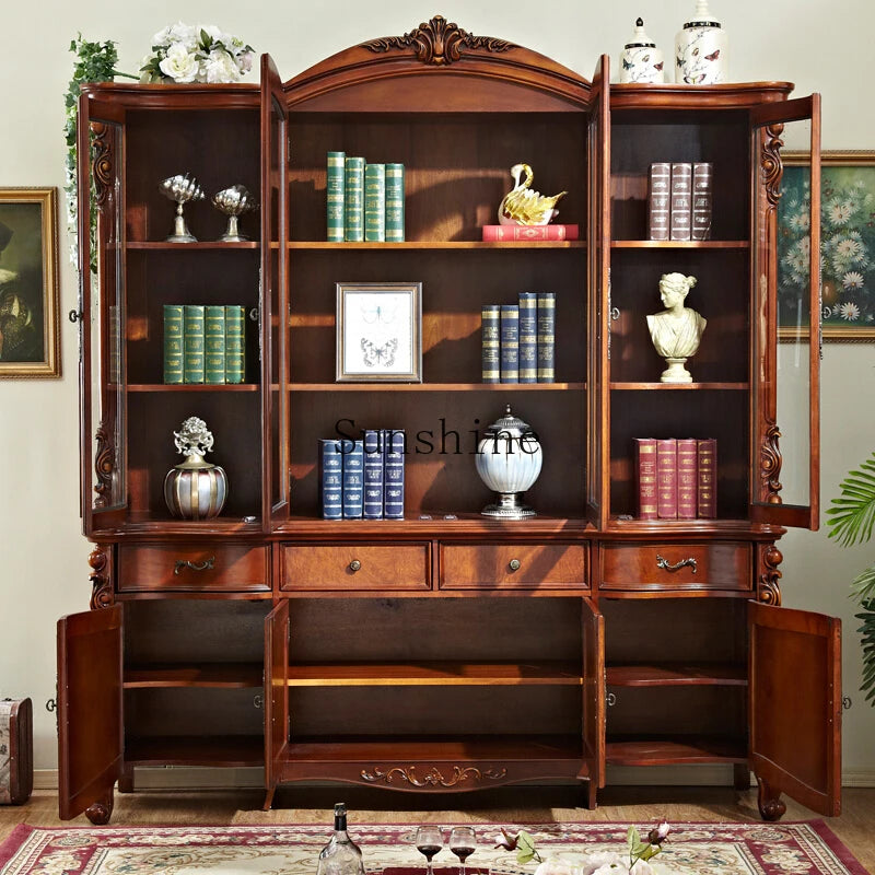 American solid wood four-door large bookcase large capacity shelf