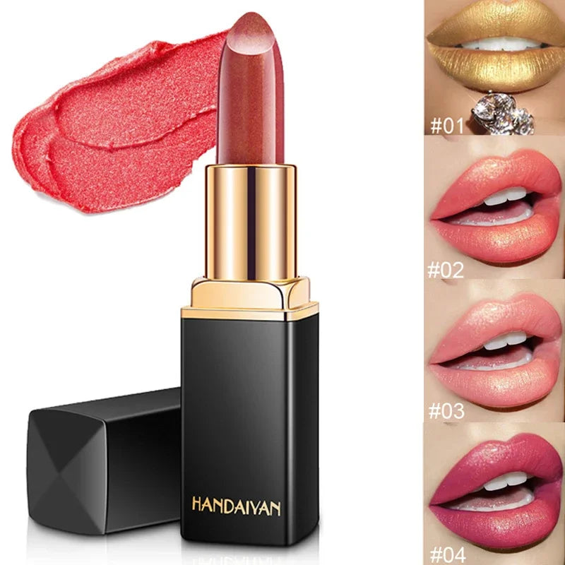Waterproof Pink Glitter Lipstick Long Lasting Matte Lip Makeup Velve Red Sexy Shimmer Lipgloss Lips Beauty Make-up Cosmetics