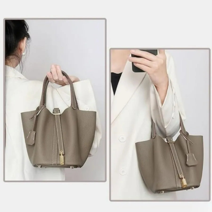 Bucket Bag – Lock Design – Top-Handle Tote | KIMLUD