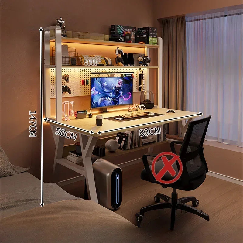 Nordic Wood Desk Integrated Bookshelf — Natural Wood | KIMLUD