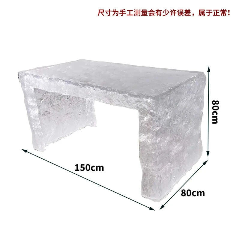 KIMLUD, Premium Light Luxury Transparent Resin Hotel Front Desk Restaurant Villa Kitchen Partition Luminous Crystal Glacier Island Table, KIMLUD Womens Clothes