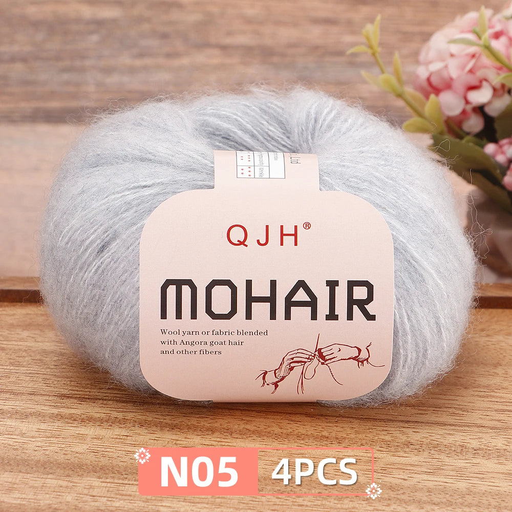 Mohair Yarn Set 4-Skein Bundle, 130m Each — Multicolor | KIMLUD
