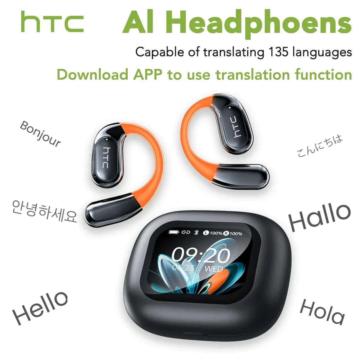 【htc-ne27】-bluetooth-earphones-ai-ows-sports-headphones-lcd-screen-wireless-headphones-glowing-earhook-translator-earbudskimludkimlud-35565778