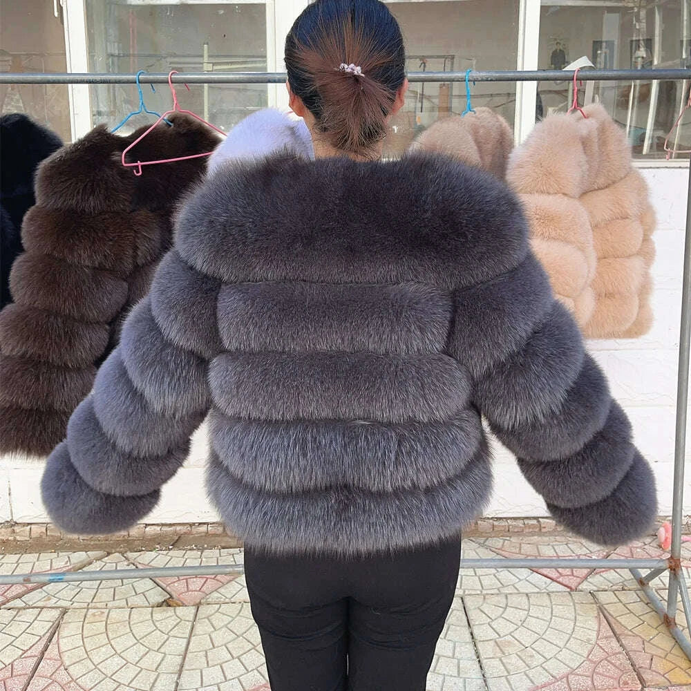 KIMLUD, QUEENTINA Fox Fur Coat Real Winter Women'S New Fashion Furry 2025 Leather And Skin White Clothing Natural New In Coats & Jackets, KIMLUD Womens Clothes