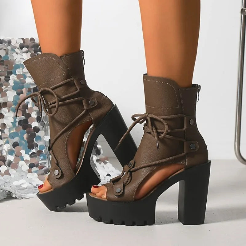 Platform Ankle Boots – Open Toe – Platform Silhouette | KIMLUD