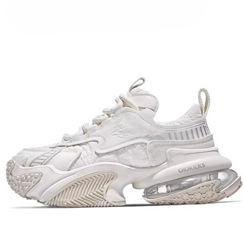 Casual Sneakers – Shock Absorption Cushion Sole – Leather – White | KIMLUD