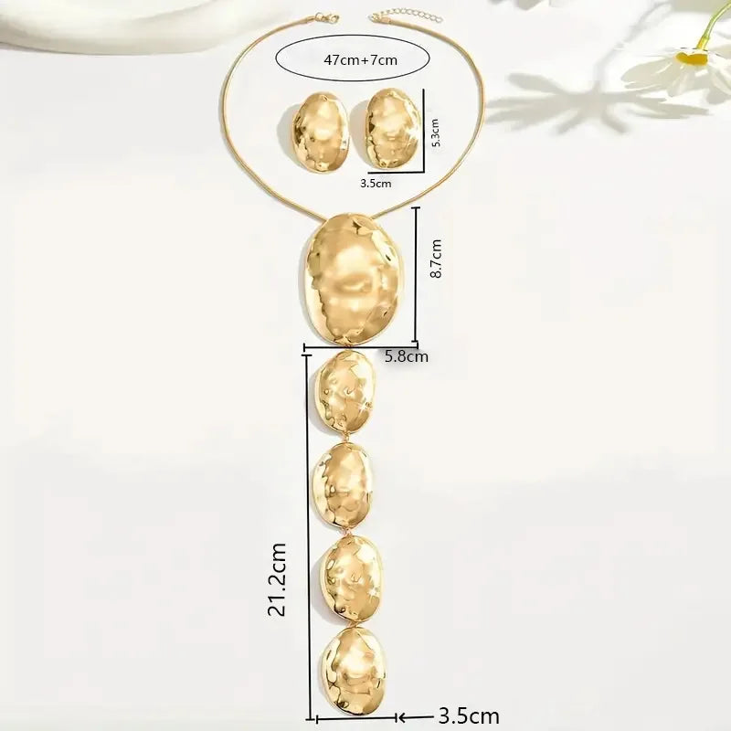 Necklaces Oval Stud Y Necklace Zinc Alloy Silver | KIMLUD