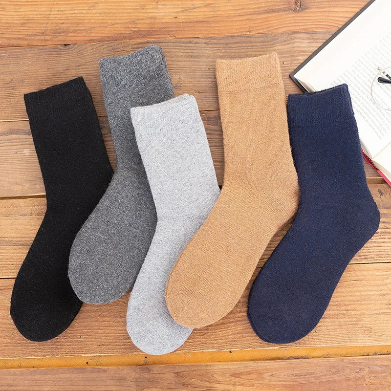 Merino Wool Socks Extra Thick Winter Warm — Black | KIMLUD