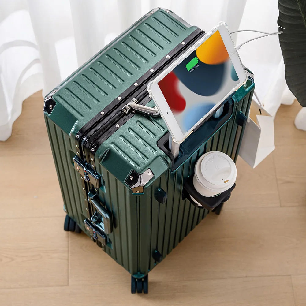 Aluminum Framed Luggage 30/32-Inch Large Cup and Phone Holder — Silver | KIMLUD