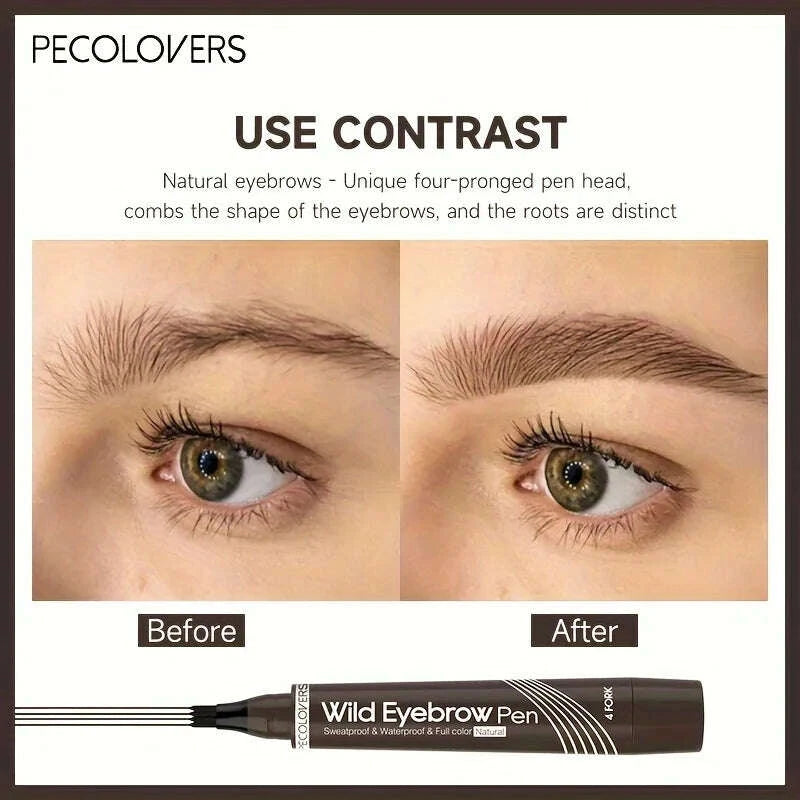 KIMLUD, 6 Colors 1pc Eyebrow Pen Waterproof 4 Split Tip Eyebrows Pen Eyebrow Tattoo Pen Waterproof Liquid Black Eyebrow Makeup Pencil, KIMLUD Womens Clothes