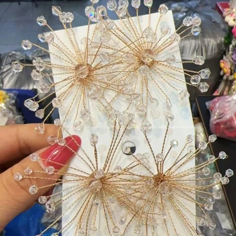 Sparkling Snowflake Earrings Zircon Beaded Flower — Crystal | KIMLUD