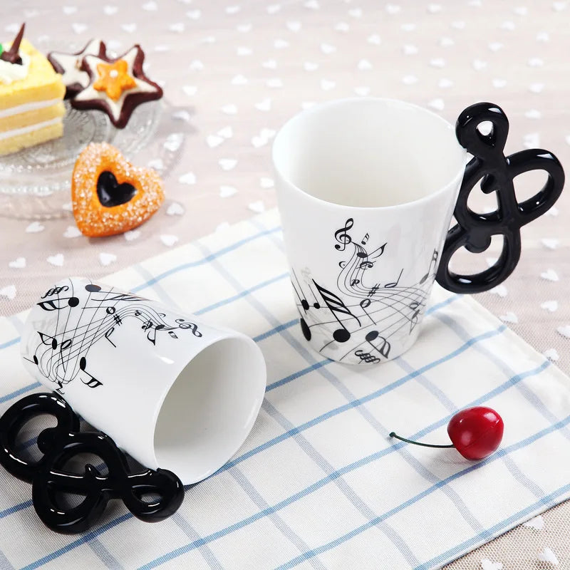 Ceramic Music Mug With Guitar Handle — White | KIMLUD