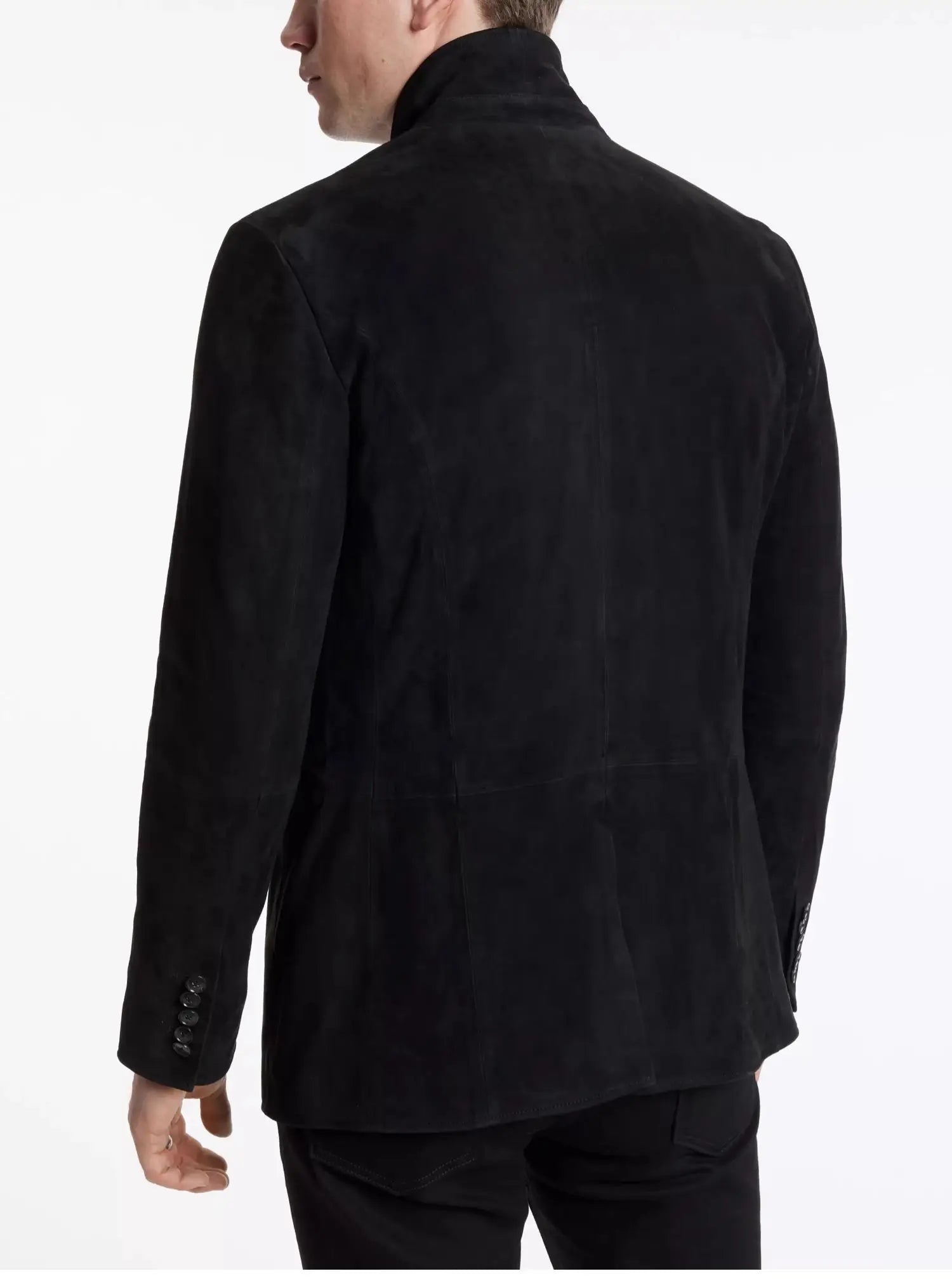 Styling collar edge cuffs multi-button leather suit men's goat suede leather jacket