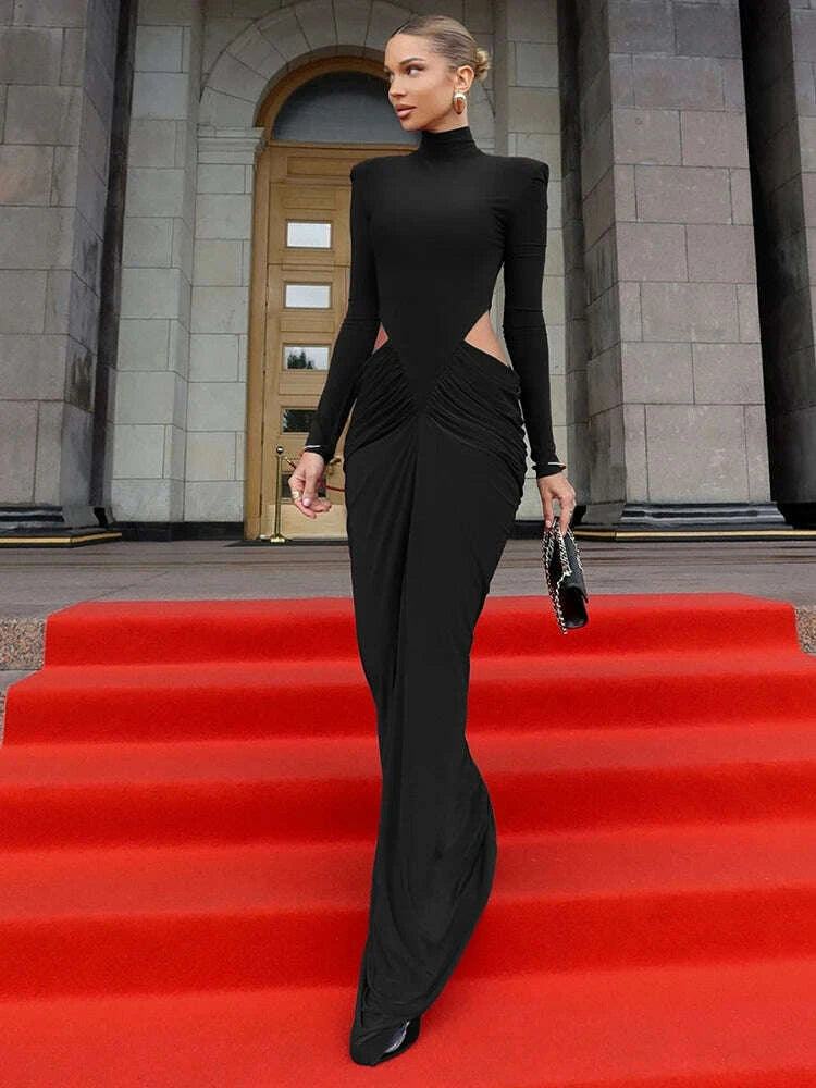 sisterlinda-ruched-waistless-maxi-dress-women-sexy-shoulder-padded-patchwork-turtleneck-elegant-stretch-skinny-evening-bodyconkimlud-womens-clothes-35076984