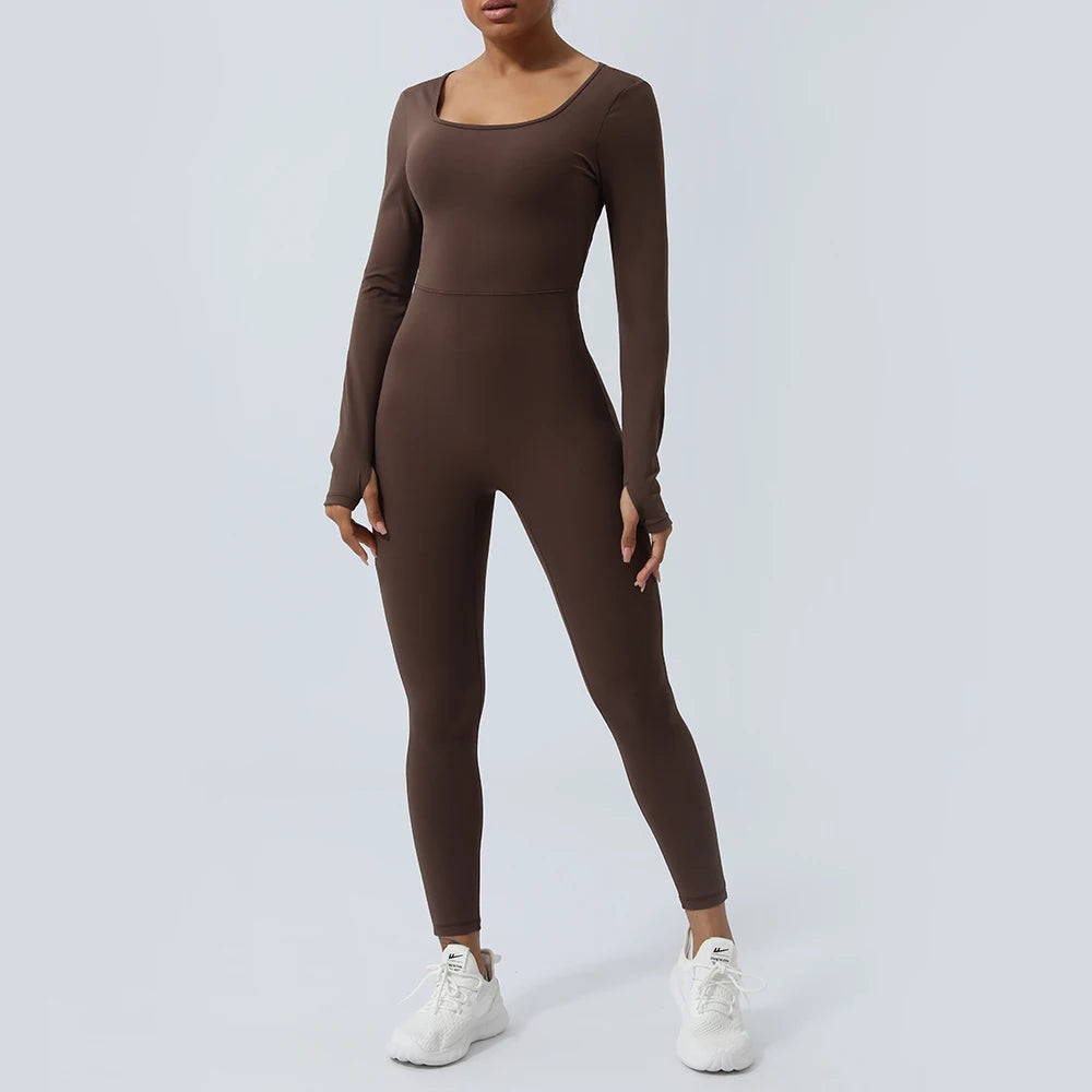 Jumpsuit – Backless Long Sleeve – Nylon – Yoga Set | KIMLUD