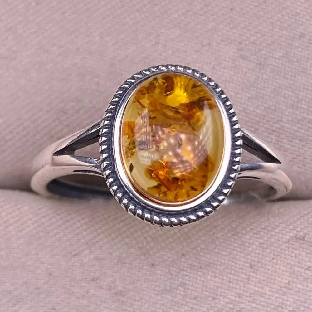 Sterling Silver Ring Adjustable Vintage Hollow Floral Design — Amber | KIMLUD