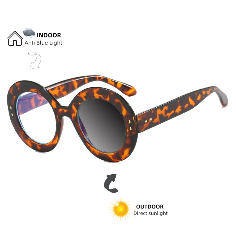 Reading Glasses – Photochromic – Round Edge – Leopard | KIMLUD
