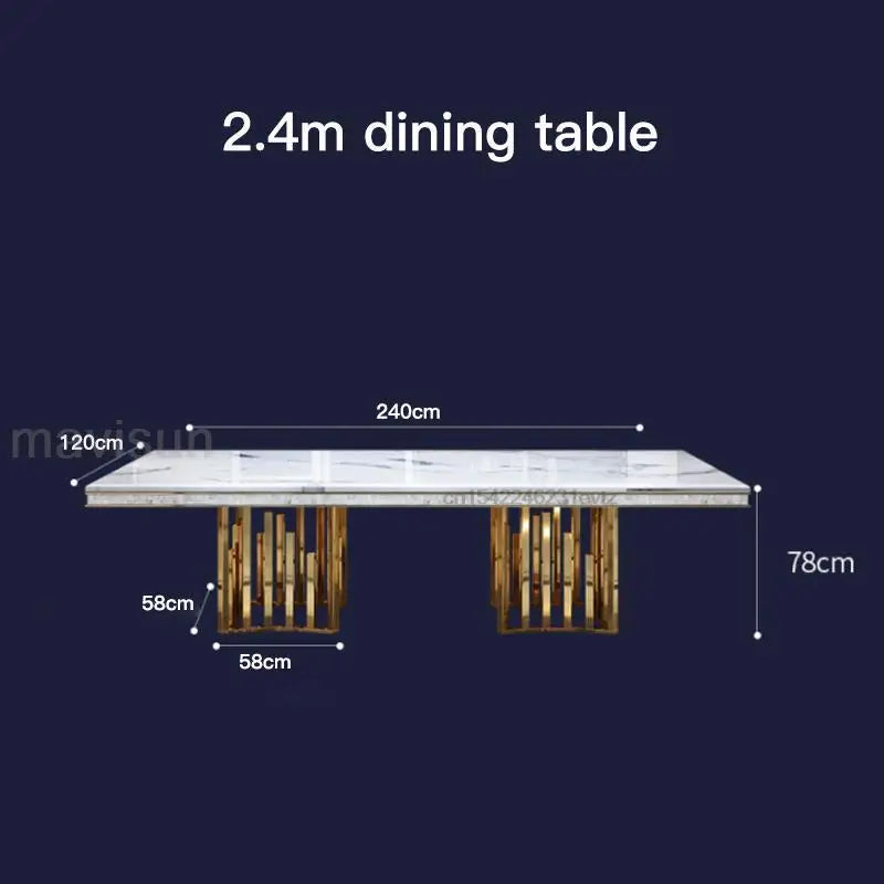 Luxury White Marble Dining Table And Chair Combination Rectangular Kitchen Tables Italian Type Large Concise Modern Furniture
