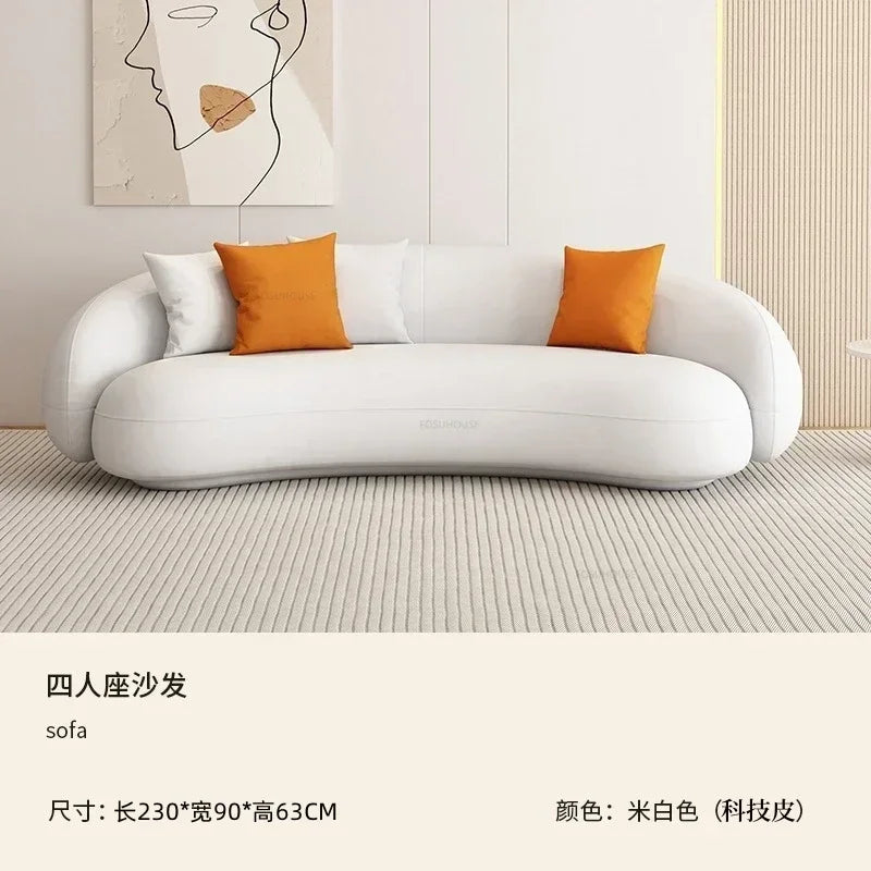 Curved Living Room Sofa Two Seater — Cream | KIMLUD