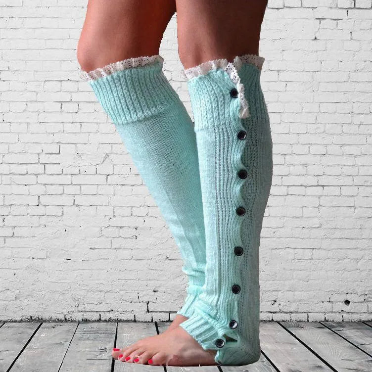 Women's Leg Guards Autumn and Winter New Lace Lace Buttons Warm Long Jk Stacking Socks Cover Boot Cover